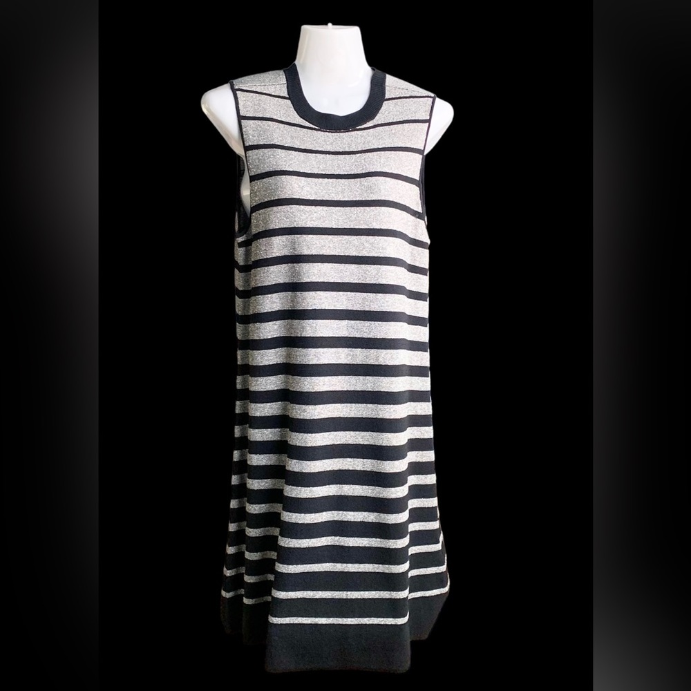 ECI New York Black & Silver Elegant Stripped Cocktail Dress, Medium
